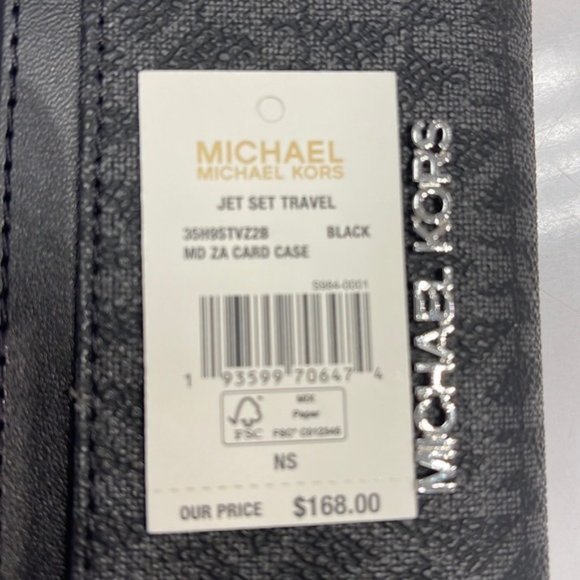 Michael Kors Jet Set Travel Medium Zip Around Card Case Black - Picture 4 of 15